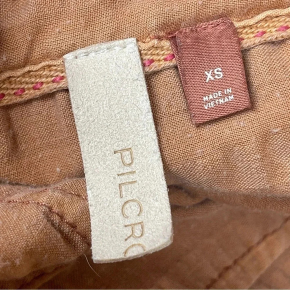 Anthropologie Pilcro tunic coverup. Orange/beige seersucker. Split hem. Sz XS. - Picture 4 of 6